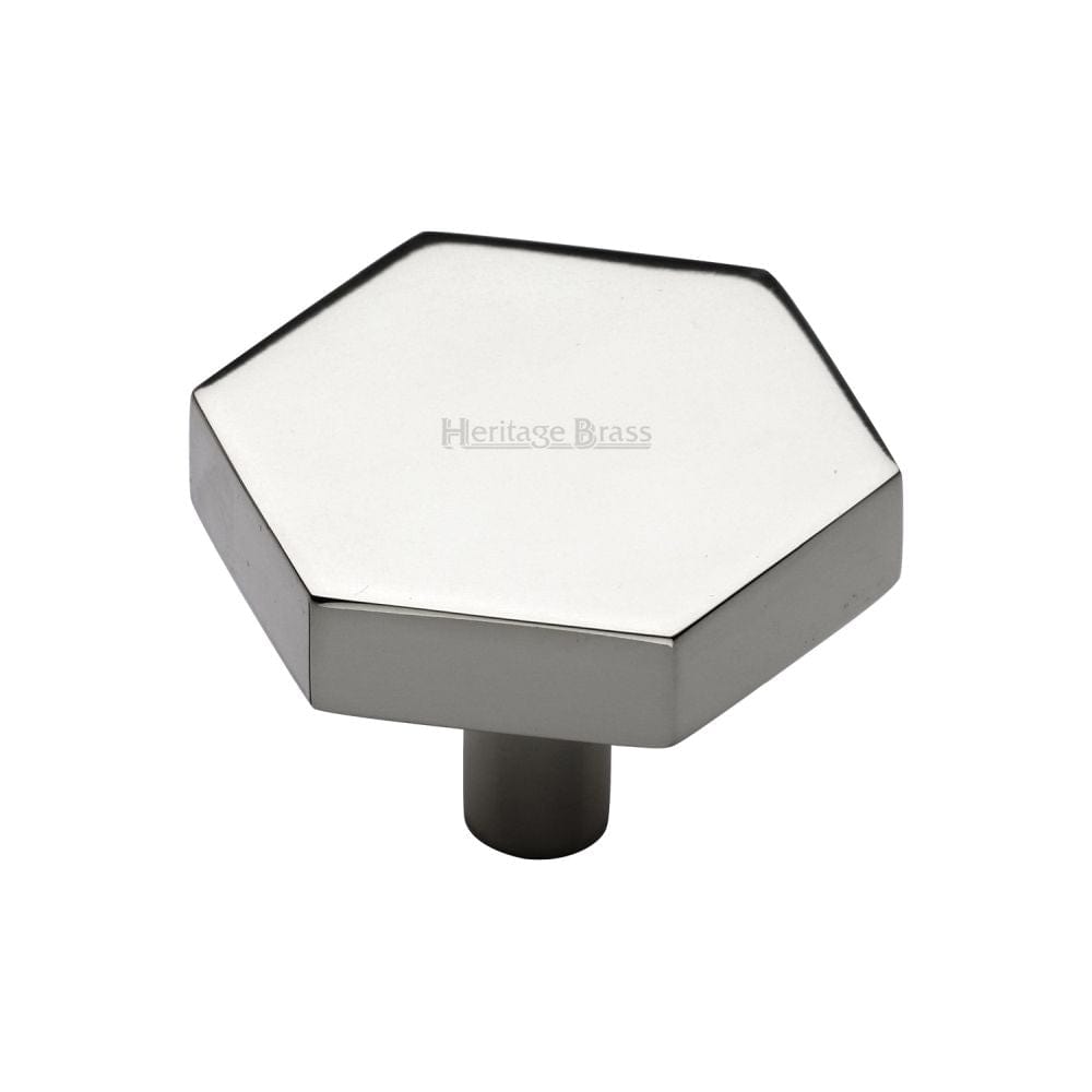 Heritage Brass Cabinet Hardware Polished Nickel / Cabinet Knobs / 38mm Dia. Heritage Brass - Cabinet Knob Hexagon Design 38mm Polished Nickel Finish