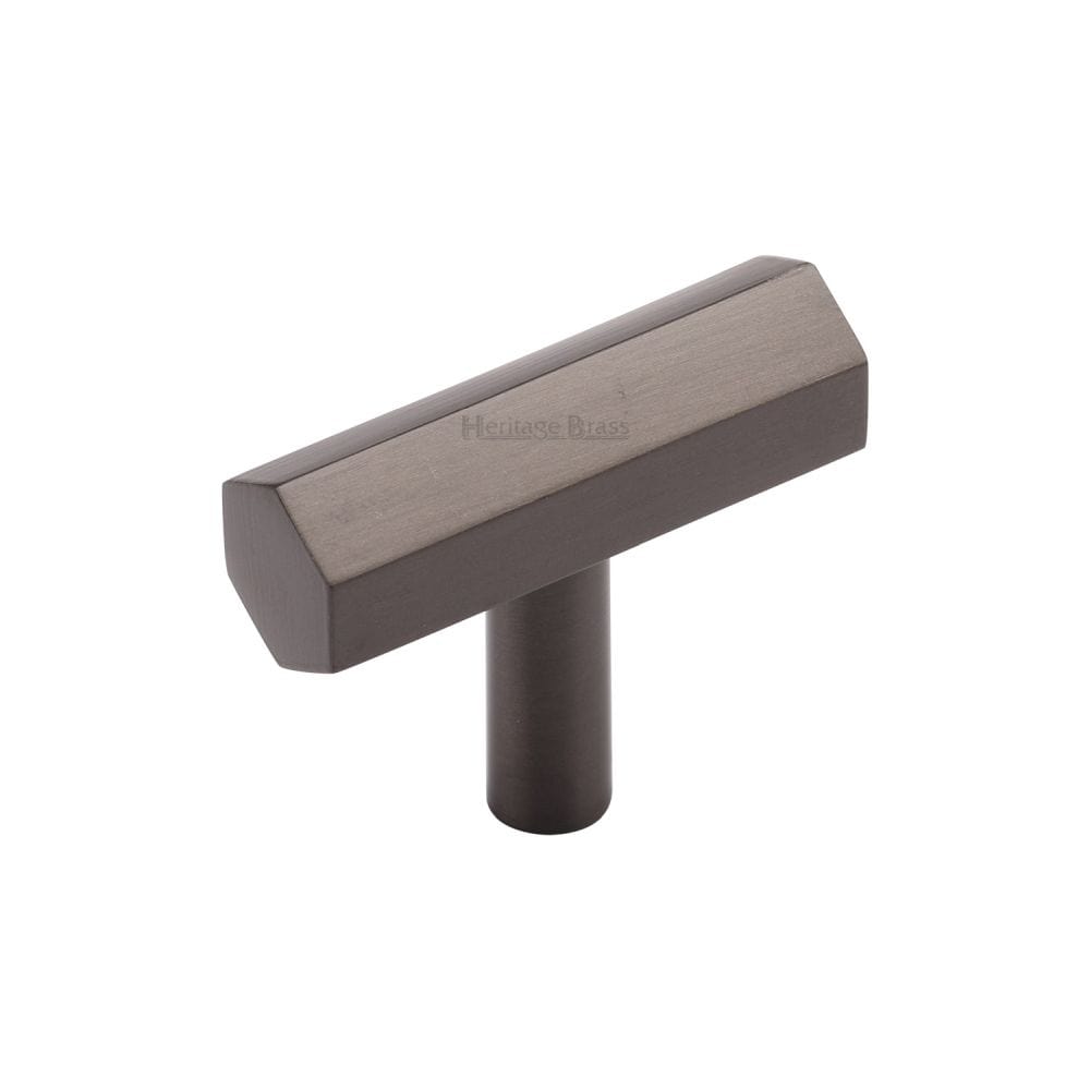 Heritage Brass Cabinet Hardware Matt Bronze / Cabinet T-Pulls / 41mm Dia. Heritage Brass - Cabinet Knob Hexagon T-Bar Design 41mm Matt Bronze Finish