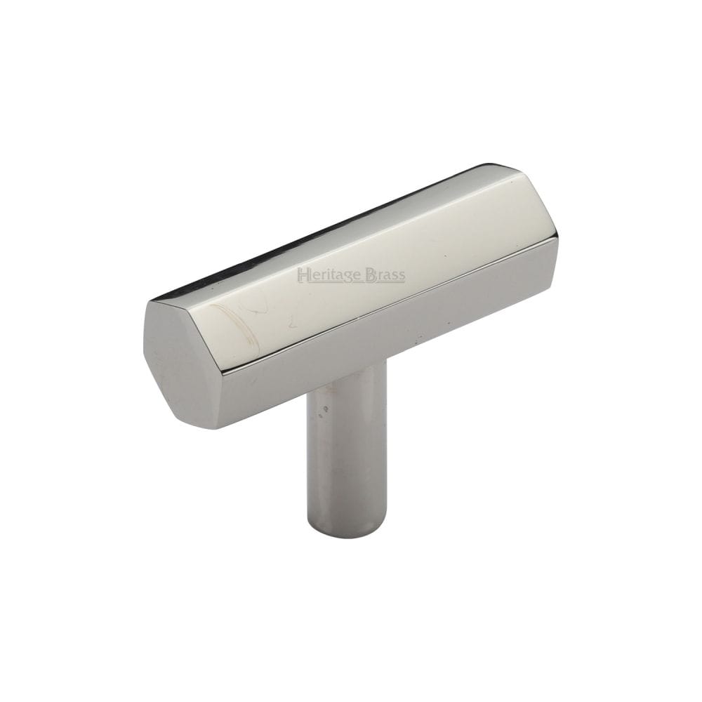 Heritage Brass Cabinet Hardware Polished Nickel / Cabinet T-Pulls / 41mm Dia. Heritage Brass - Cabinet Knob Hexagon T-Bar Design 41mm Polished Nickel Finish