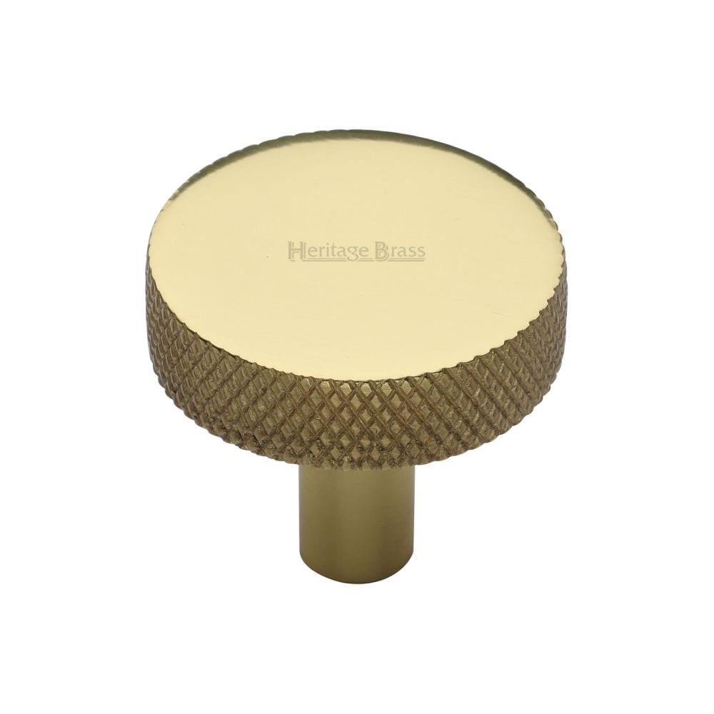 Heritage Brass Cabinet Hardware Polished Brass / Cabinet Knobs / 32mm Dia. Heritage Brass - Cabinet Knob Knurled Disc Design 32mm Polished Brass Finish