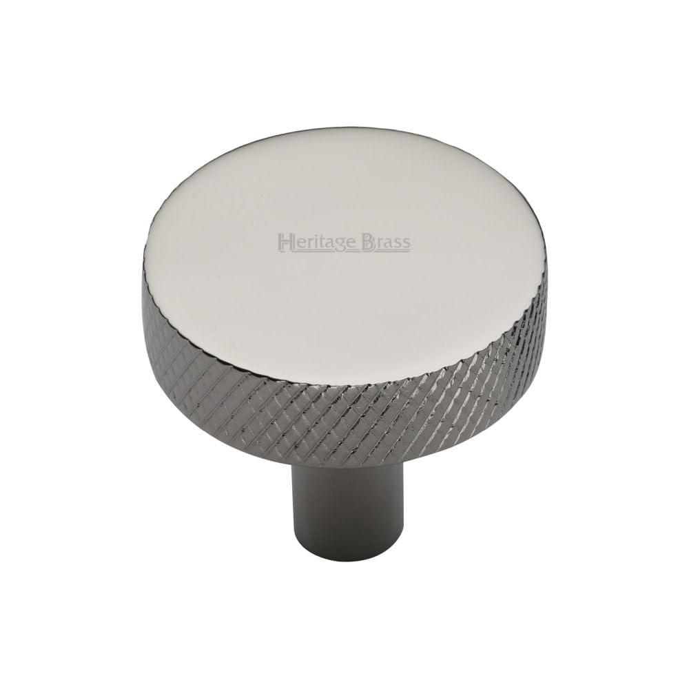 Heritage Brass Cabinet Hardware Polished Nickel / Cabinet Knobs / 32mm Dia. Heritage Brass - Cabinet Knob Knurled Disc Design 32mm Polished Nickel Finish