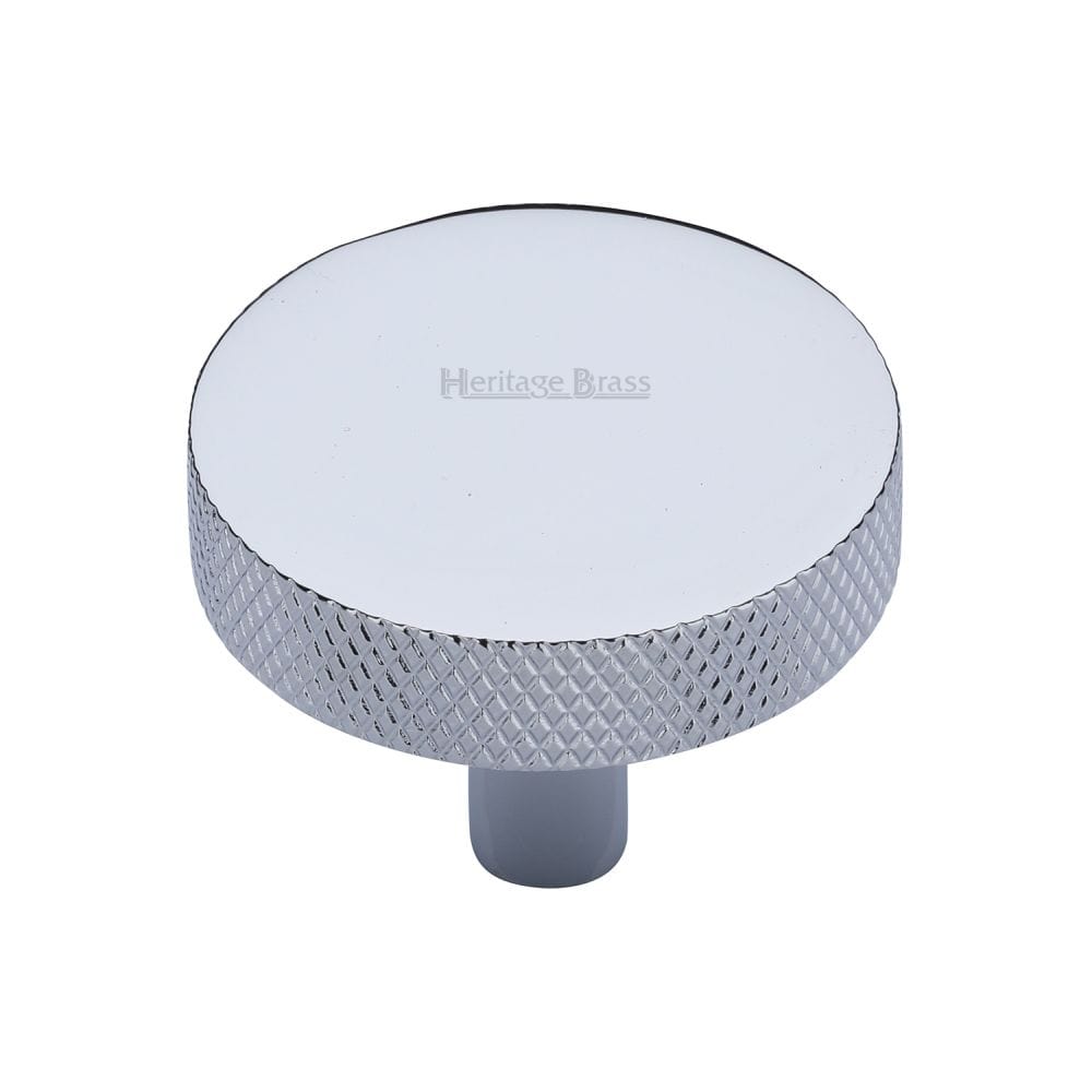 Heritage Brass Cabinet Hardware Polished Chrome / Cabinet Knobs / 38mm Dia. Heritage Brass - Cabinet Knob Knurled Disc Design 38mm Polished Chrome Finish