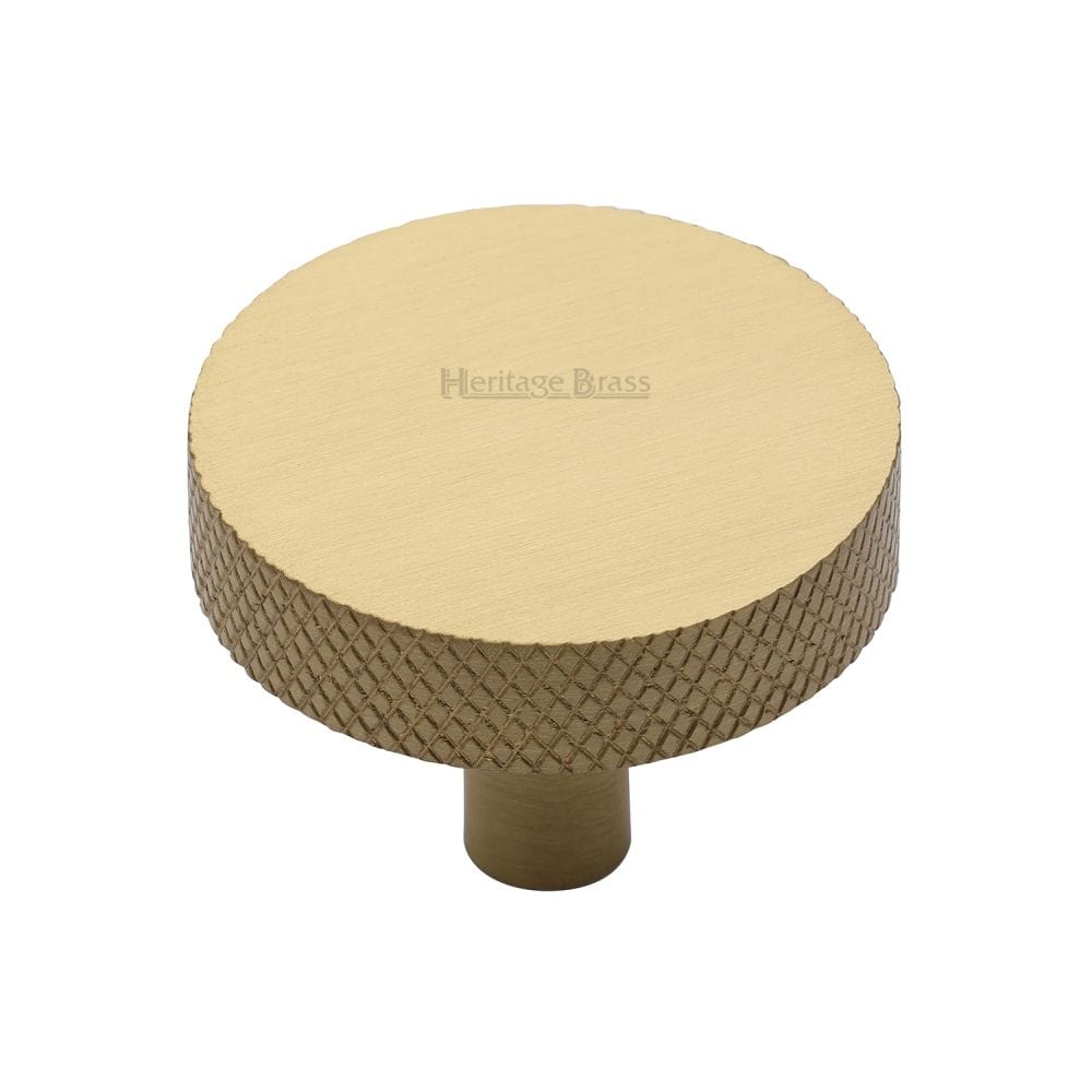 Heritage Brass Cabinet Hardware Satin Brass / Cabinet Knobs / 38mm Dia. Heritage Brass - Cabinet Knob Knurled Disc Design 38mm Satin Brass Finish