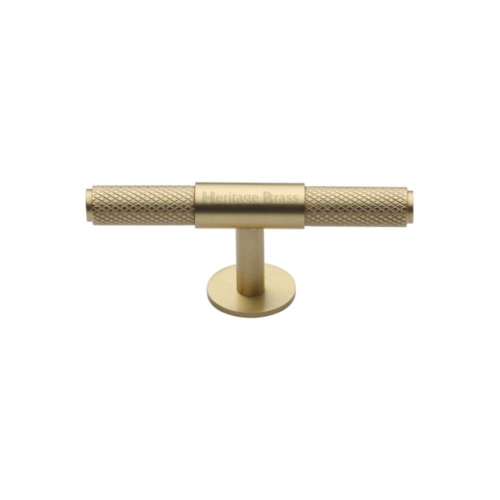 Heritage Brass Cabinet Hardware Satin Brass / Cabinet Knobs / 90mm Dia. Heritage Brass - Cabinet Knob Knurled Fountain Design 90mm Satin Brass Finish