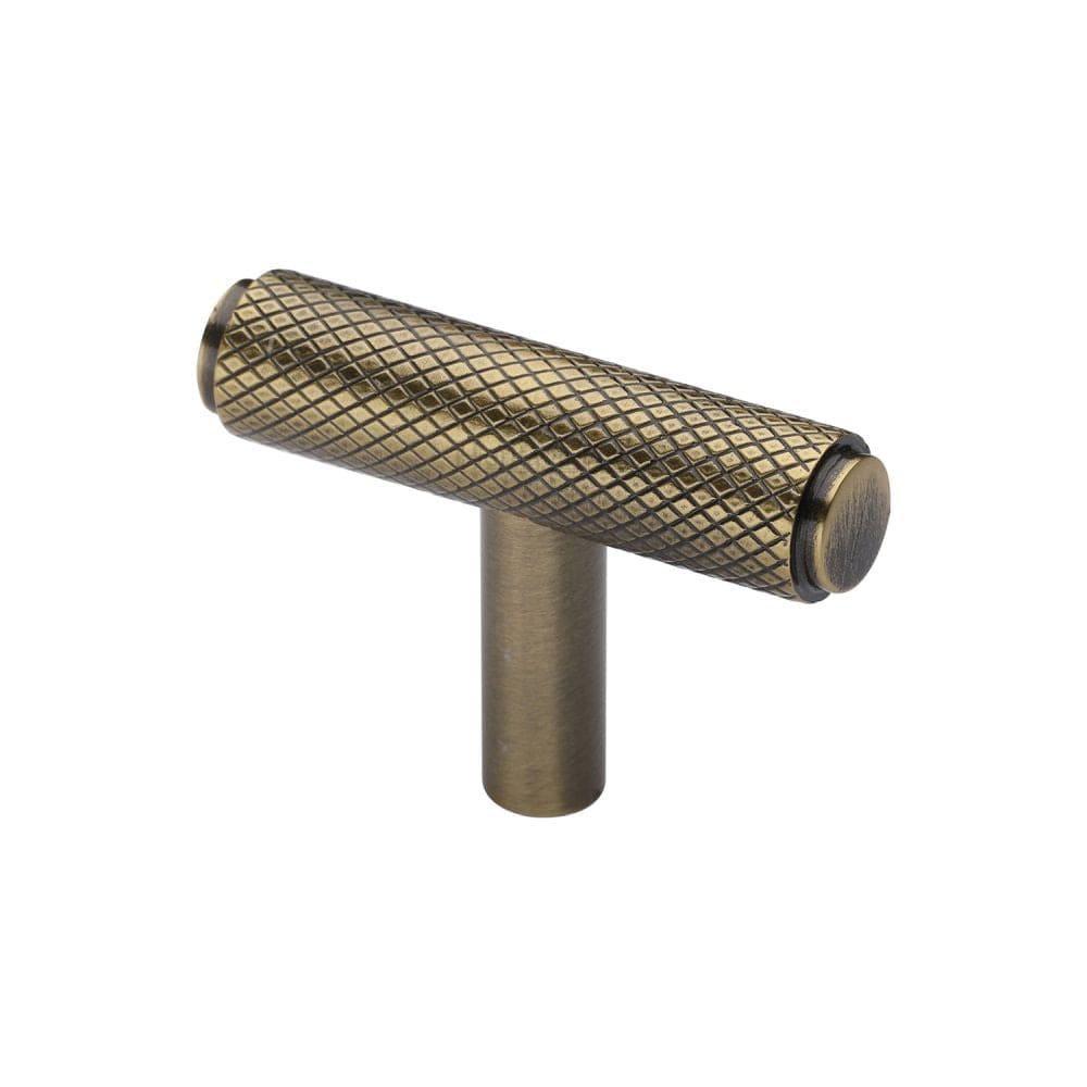 Heritage Brass Cabinet Hardware Antique Brass / Cabinet T-Pulls / 45mm Dia. Heritage Brass - Cabinet Knob Knurled T-Bar Design 45mm Antique Brass Finish