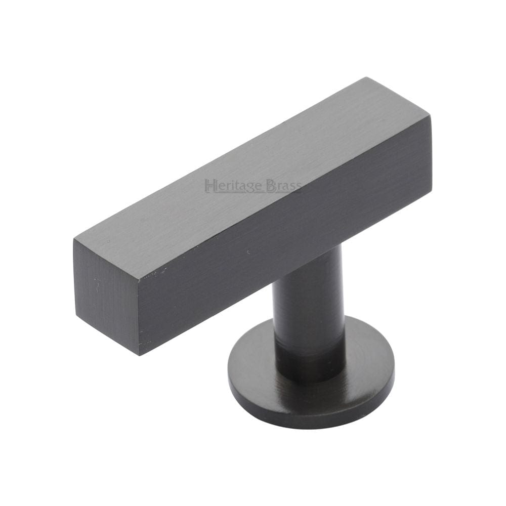 Heritage Brass Cabinet Hardware Matt Bronze / Cabinet Knobs / 41mm Dia. Heritage Brass - Cabinet Knob Offset Square Design 44mm Matt Bronze Finish