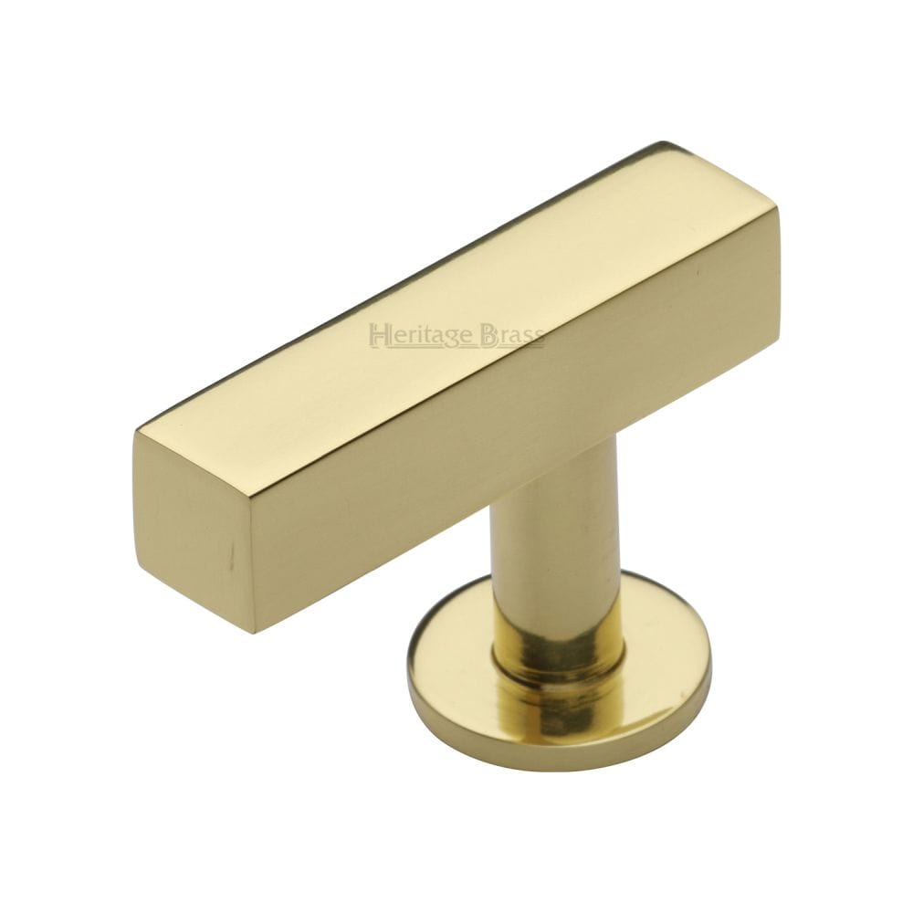 Heritage Brass Cabinet Hardware Polished Brass / Cabinet Knobs / 41mm Dia. Heritage Brass - Cabinet Knob Offset Square Design 44mm Polished Brass Finish