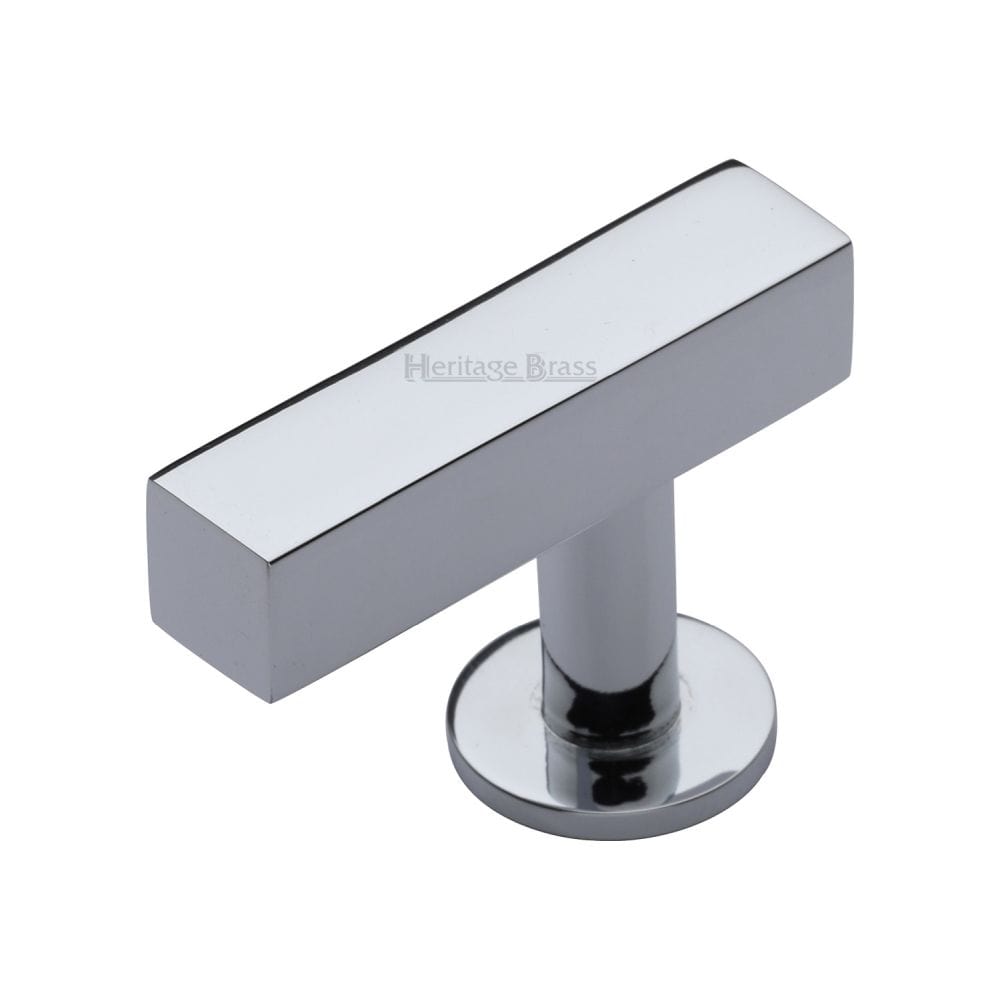 Heritage Brass Cabinet Hardware Polished Chrome / Cabinet Knobs / 41mm Dia. Heritage Brass - Cabinet Knob Offset Square Design 44mm Polished Chrome Finish