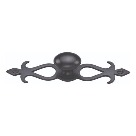 Heritage Brass Cabinet Hardware Matt Black / Cabinet Knob on Backplate / 32mm Dia. Heritage Brass - Cabinet Knob Oval/Backplate Design 32mm Matt Black Finish