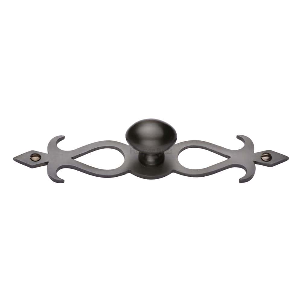 Heritage Brass Cabinet Hardware Matt Bronze / Cabinet Knob on Backplate / 32mm Dia. Heritage Brass - Cabinet Knob Oval/Backplate Design 32mm Matt Bronze Finish