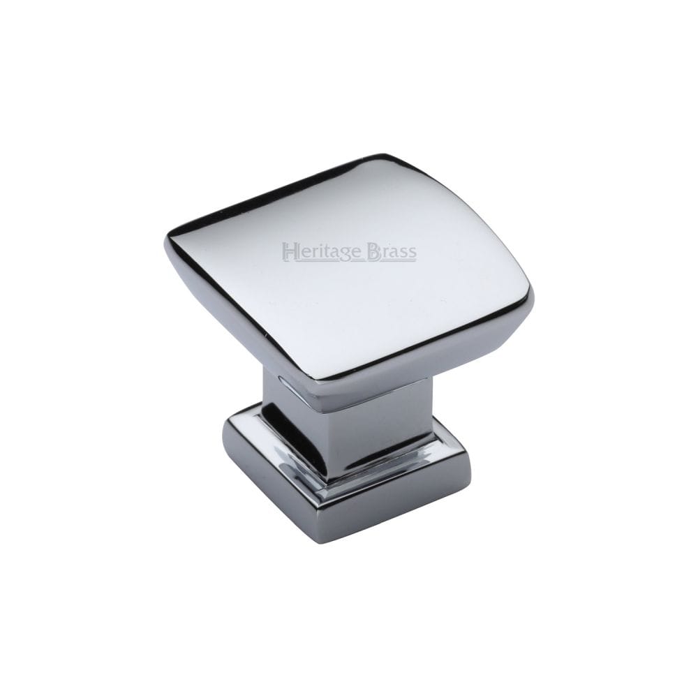 Heritage Brass Cabinet Hardware Polished Chrome / Cabinet Knobs / 25mm Dia. Heritage Brass - Cabinet Knob Plinth Square Design with base 25mm Polished Chrome Fi