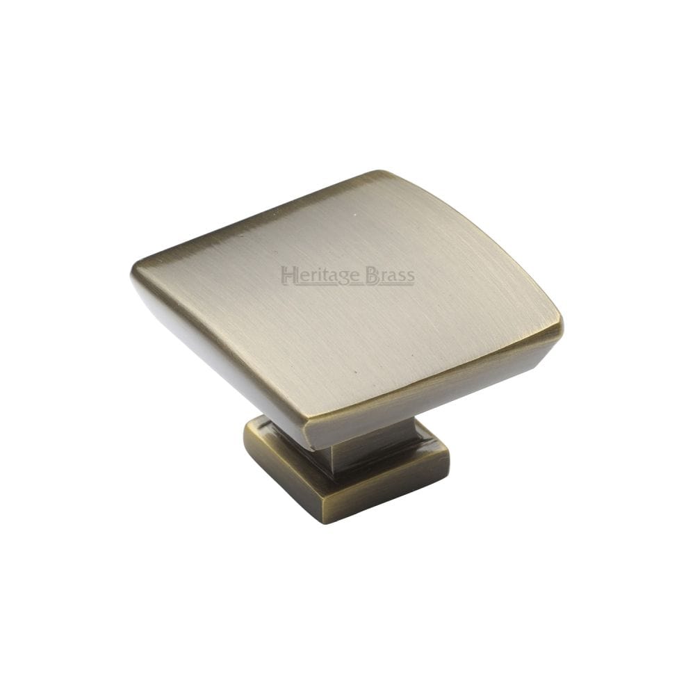 Heritage Brass Cabinet Hardware Antique Brass / Cabinet Knobs / 35mm Dia. Heritage Brass - Cabinet Knob Plinth Square Design with base 35mm Antique Brass Fin