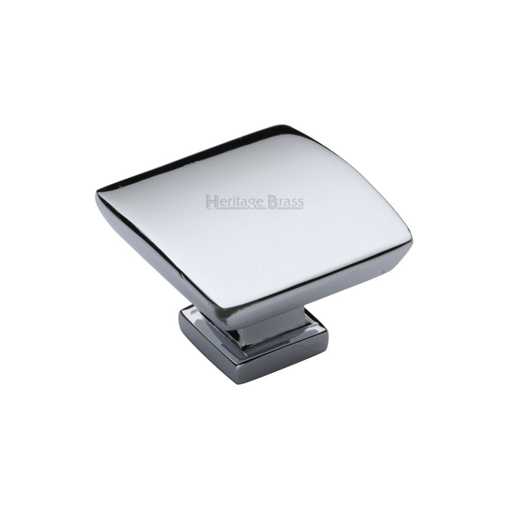 Heritage Brass Cabinet Hardware Polished Chrome / Cabinet Knobs / 35mm Dia. Heritage Brass - Cabinet Knob Plinth Square Design with base 35mm Polished Chrome Fi