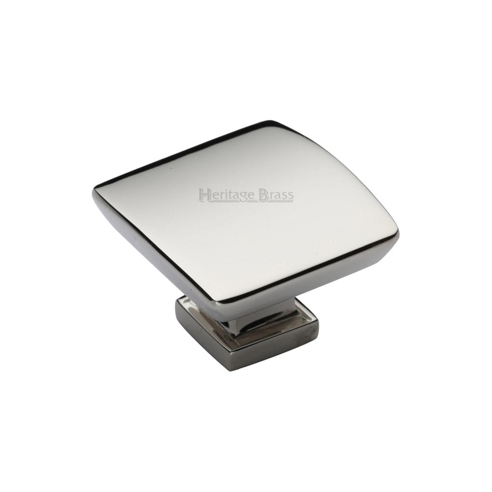 Heritage Brass Cabinet Hardware Polished Nickel / Cabinet Knobs / 35mm Dia. Heritage Brass - Cabinet Knob Plinth Square Design with base 35mm Polished Nickel Fi