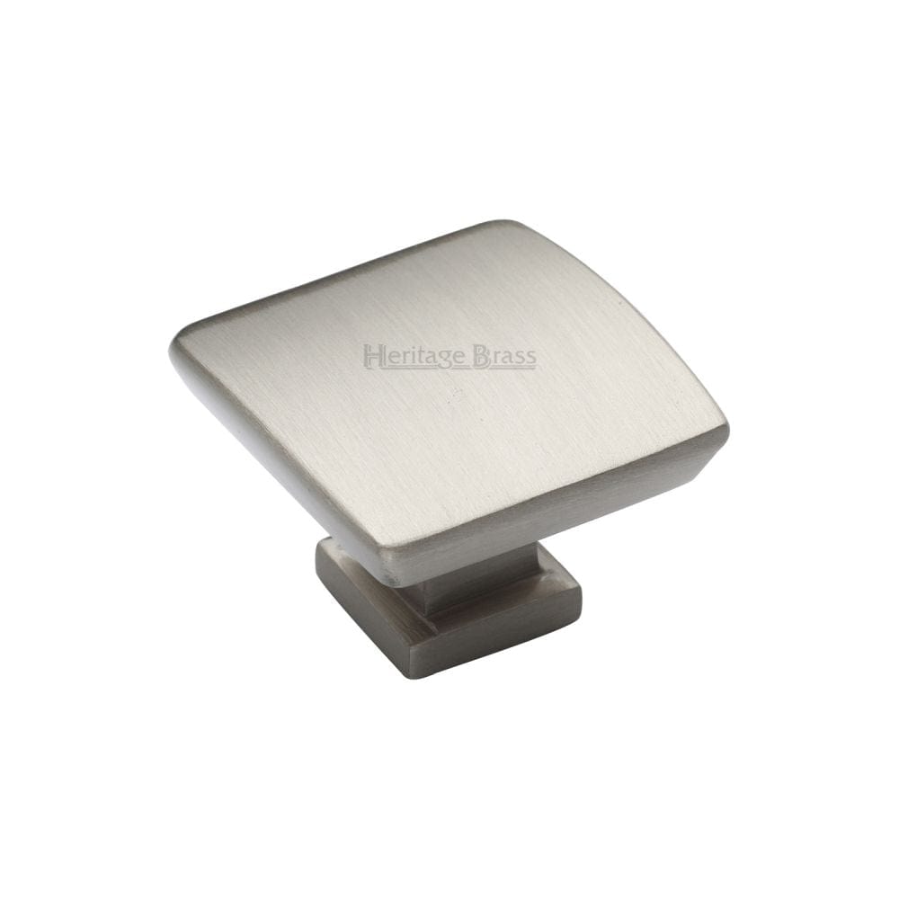 Heritage Brass Cabinet Hardware Satin Nickel / Cabinet Knobs / 35mm Dia. Heritage Brass - Cabinet Knob Plinth Square Design with base 35mm Satin Nickel Fi