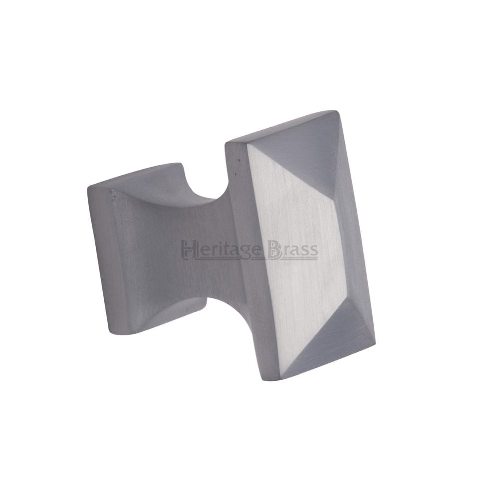 Heritage Brass Cabinet Hardware Satin Chrome / Cabinet Knobs / 35mm Dia. Heritage Brass - Cabinet Knob Pyramid Design 35mm Satin Chrome Finish