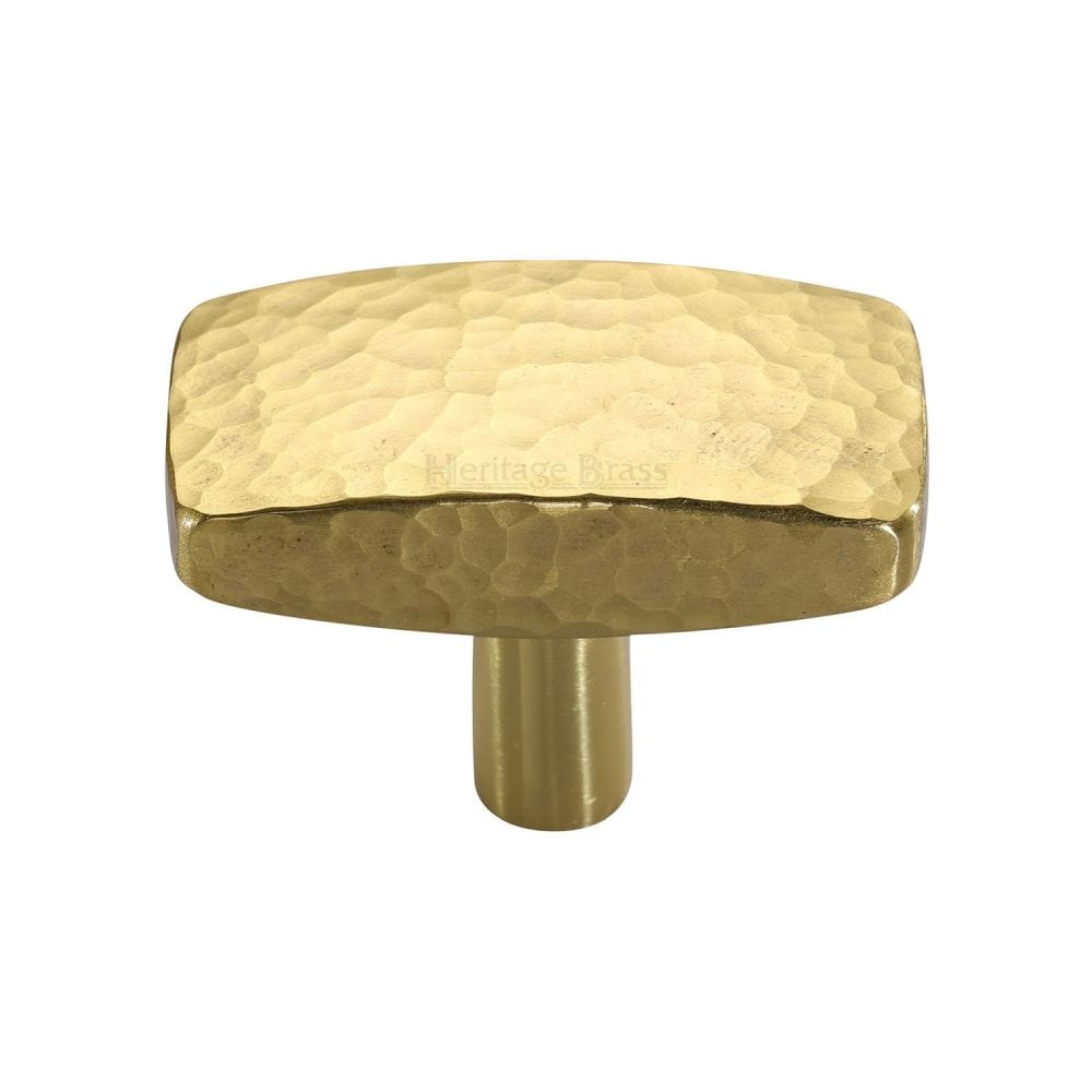 Heritage Brass Cabinet Hardware Polished Brass / Cabinet Knobs / 41mm Dia. Heritage Brass - Cabinet Knob Rectangular Hammered Design 41mm Polished Brass Finish