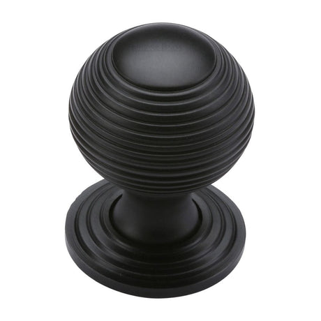 Heritage Brass Cabinet Hardware Matt Black / Cabinet Knobs / 32mm Dia. Heritage Brass - Cabinet Knob Reeded Design 32mm Matt Black Finish