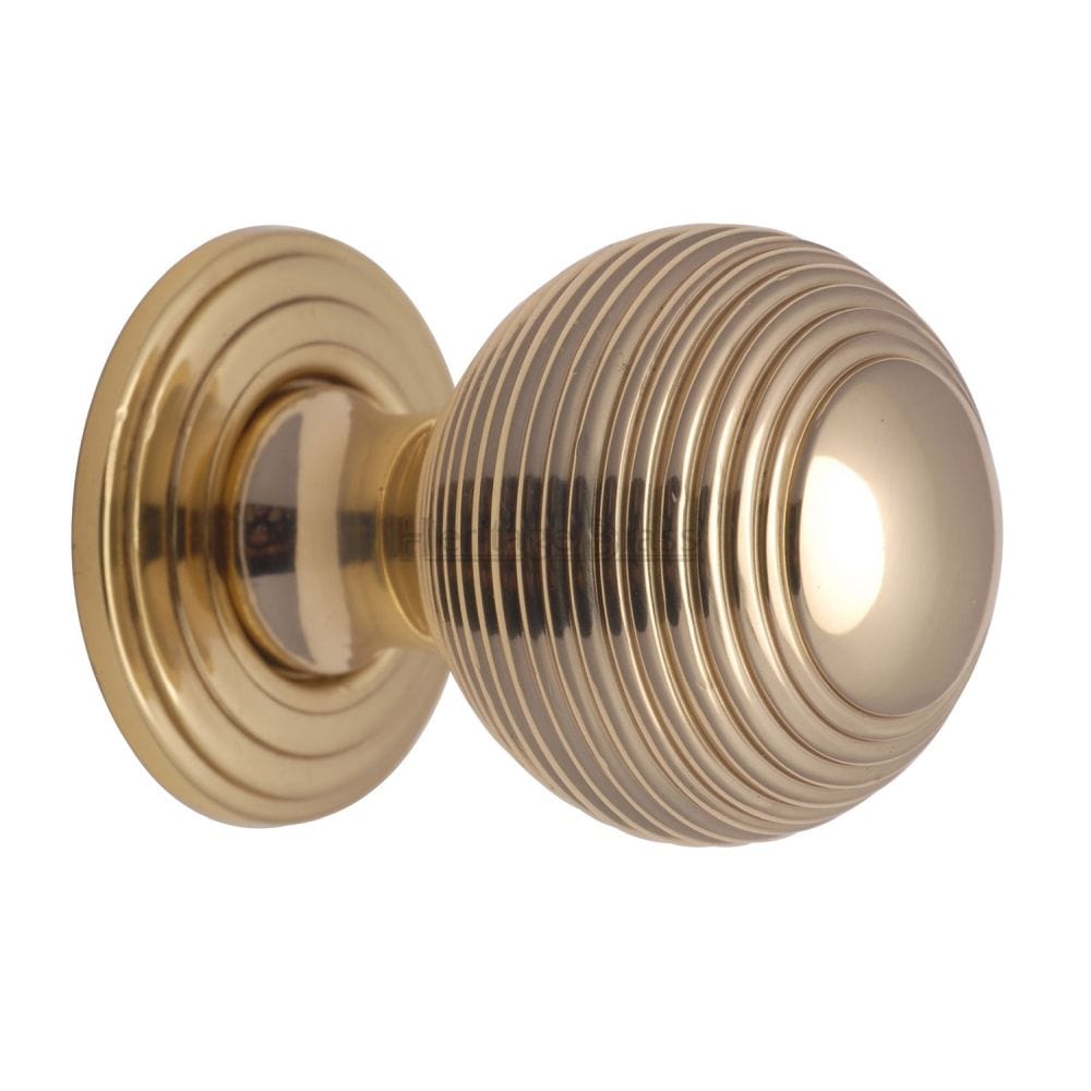 Heritage Brass Cabinet Hardware Polished Brass / Cabinet Knobs / 32mm Dia. Heritage Brass - Cabinet Knob Reeded Design 32mm Polished Brass Finish