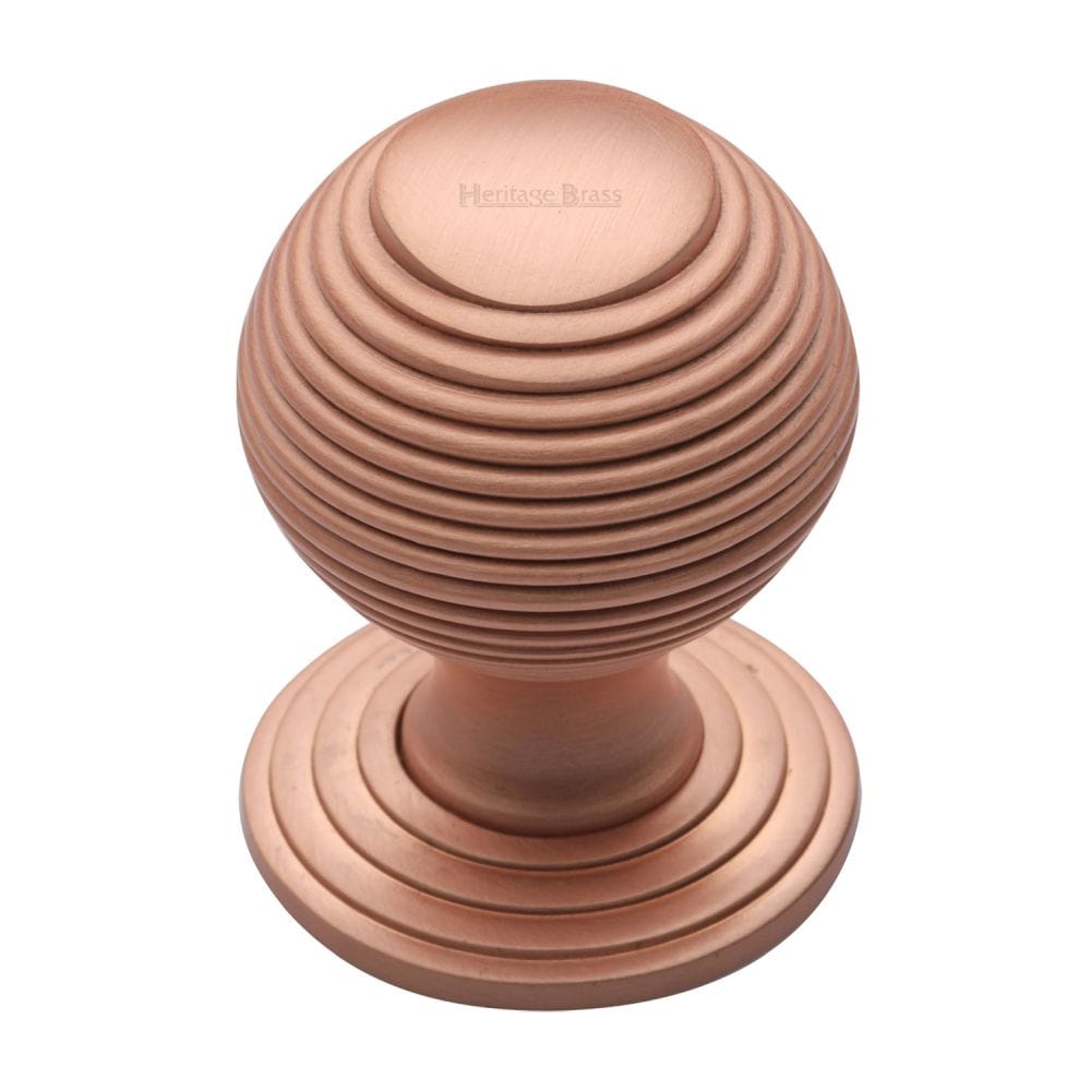 Heritage Brass Cabinet Hardware Satin Rose Gold / Cabinet Knobs / 32mm Dia. Heritage Brass - Cabinet Knob Reeded Design 32mm Satin Rose Gold Finish