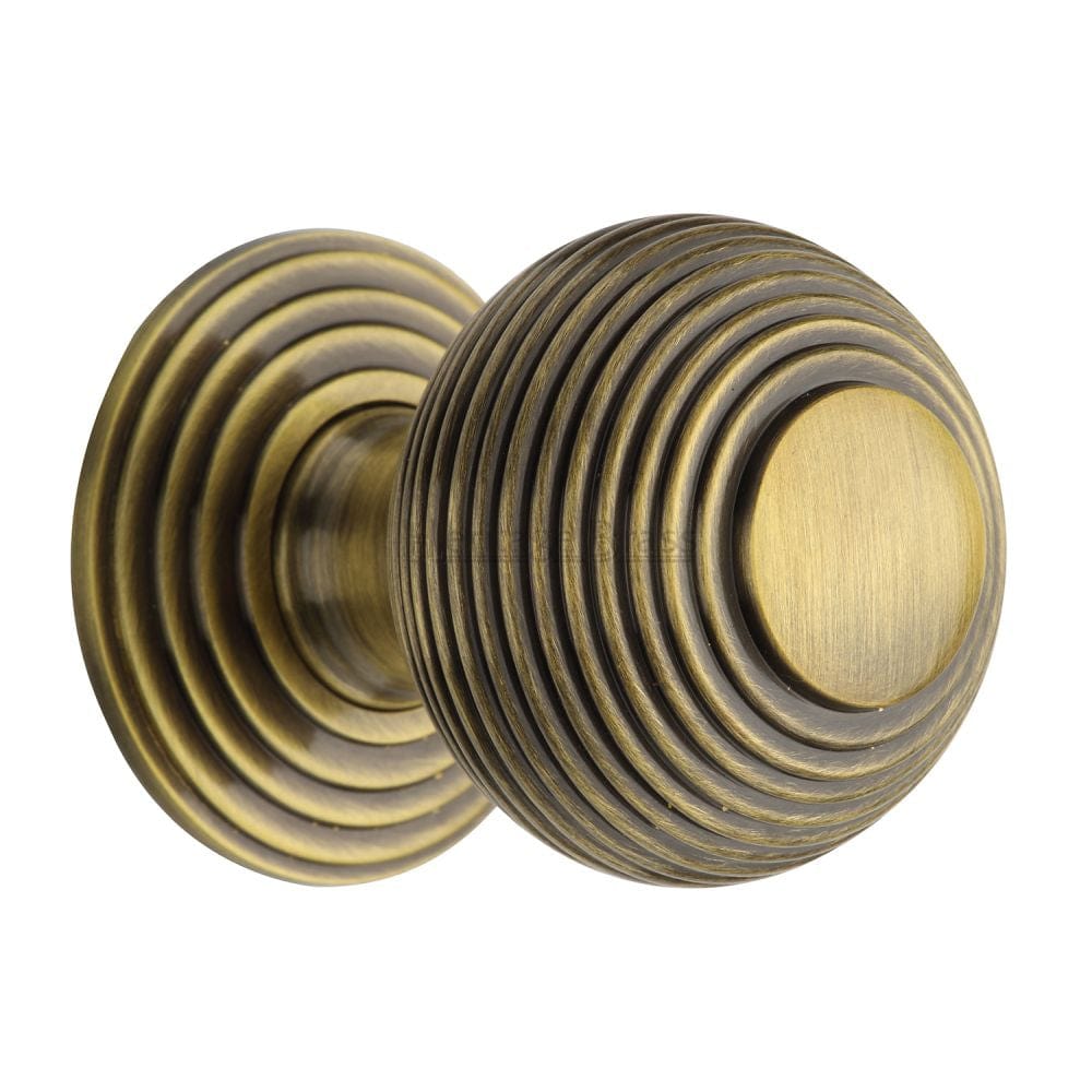 Heritage Brass Cabinet Hardware Antique Brass / Cabinet Knobs / 38mm Dia. Heritage Brass - Cabinet Knob Reeded Design 38mm Antique Brass Finish