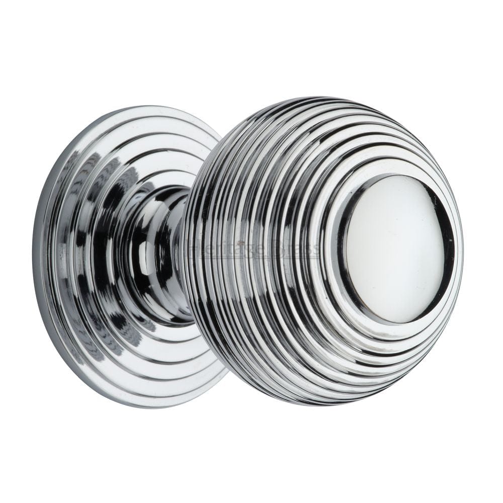 Heritage Brass Cabinet Hardware Polished Chrome / Cabinet Knobs / 38mm Dia. Heritage Brass - Cabinet Knob Reeded Design 38mm Polished Chrome Finish