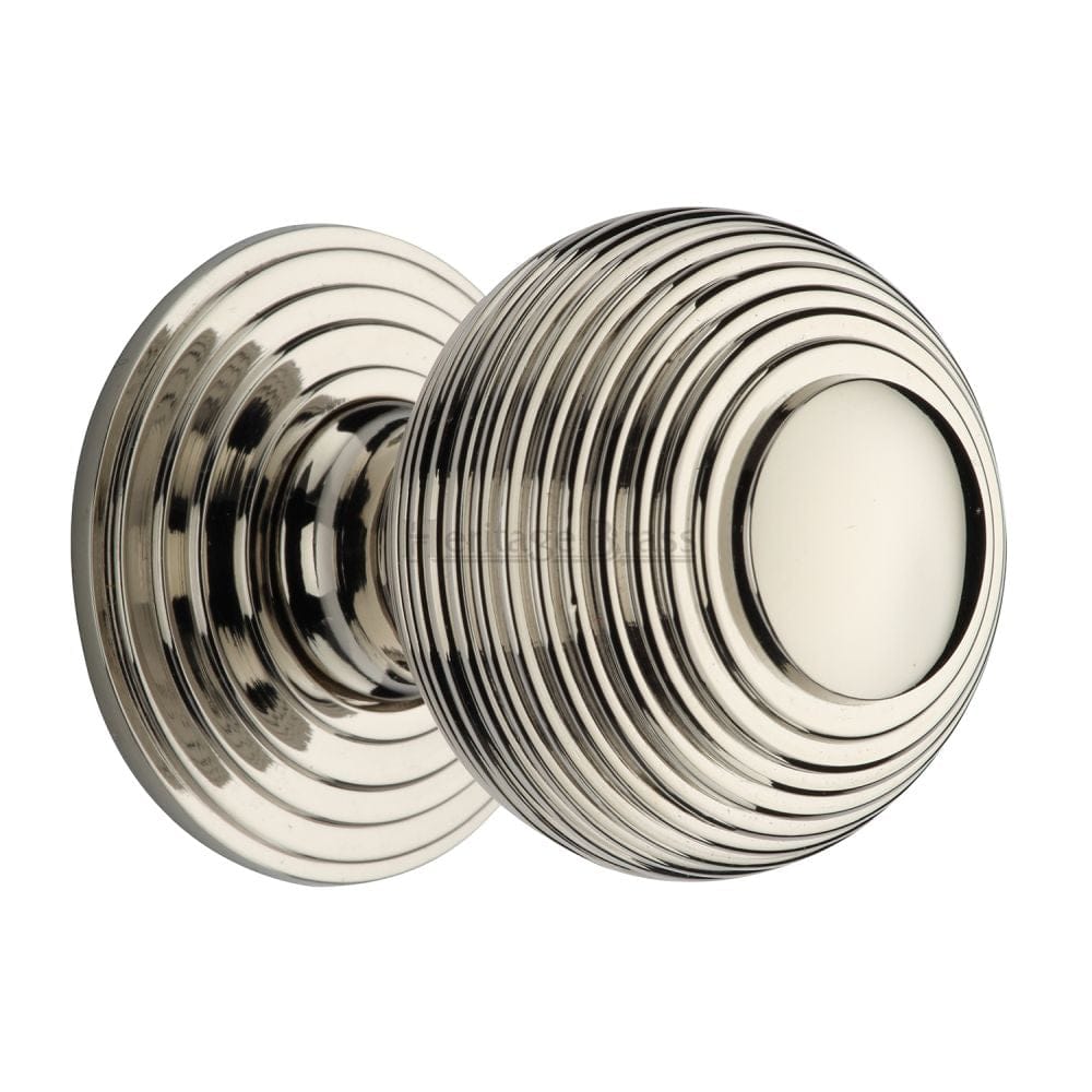 Heritage Brass Cabinet Hardware Polished Nickel / Cabinet Knobs / 38mm Dia. Heritage Brass - Cabinet Knob Reeded Design 38mm Polished Nickel Finish