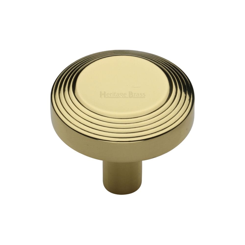 Heritage Brass Cabinet Hardware Polished Brass / Cabinet Knobs / 32mm Dia. Heritage Brass - Cabinet Knob Ridge Design 32mm Polished Brass Finish