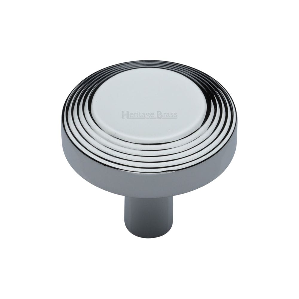 Heritage Brass Cabinet Hardware Polished Chrome / Cabinet Knobs / 32mm Dia. Heritage Brass - Cabinet Knob Ridge Design 32mm Polished Chrome Finish