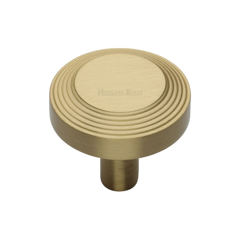 Heritage Brass Cabinet Hardware Satin Brass / Cabinet Knobs / 32mm Dia. Heritage Brass - Cabinet Knob Ridge Design 32mm Satin Brass Finish