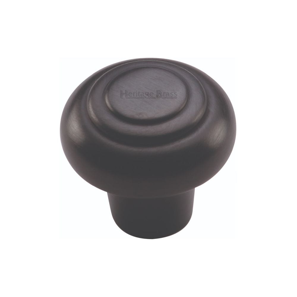 Heritage Brass Cabinet Hardware Matt Black / Cabinet Knobs / 32mm Dia. Heritage Brass - Cabinet Knob Round Bead Design 32mm Matt Black Finish