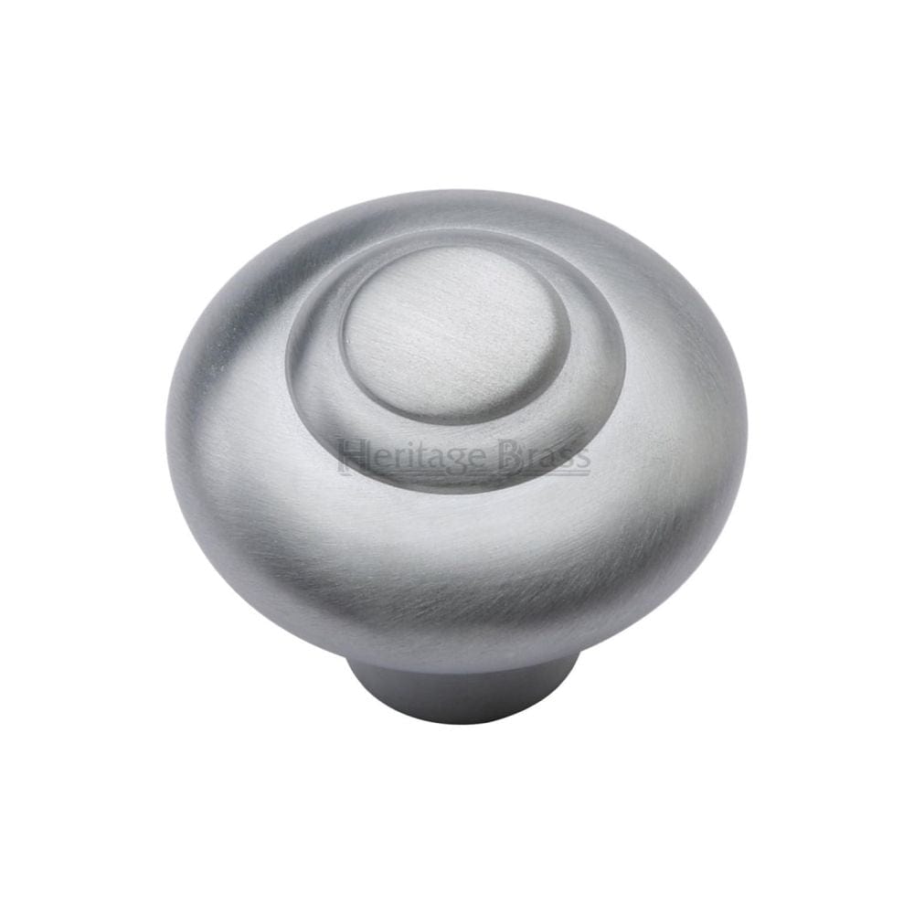 Heritage Brass Cabinet Hardware Satin Chrome / Cabinet Knobs / 32mm Dia. Heritage Brass - Cabinet Knob Round Bead Design 32mm Satin Chrome Finish