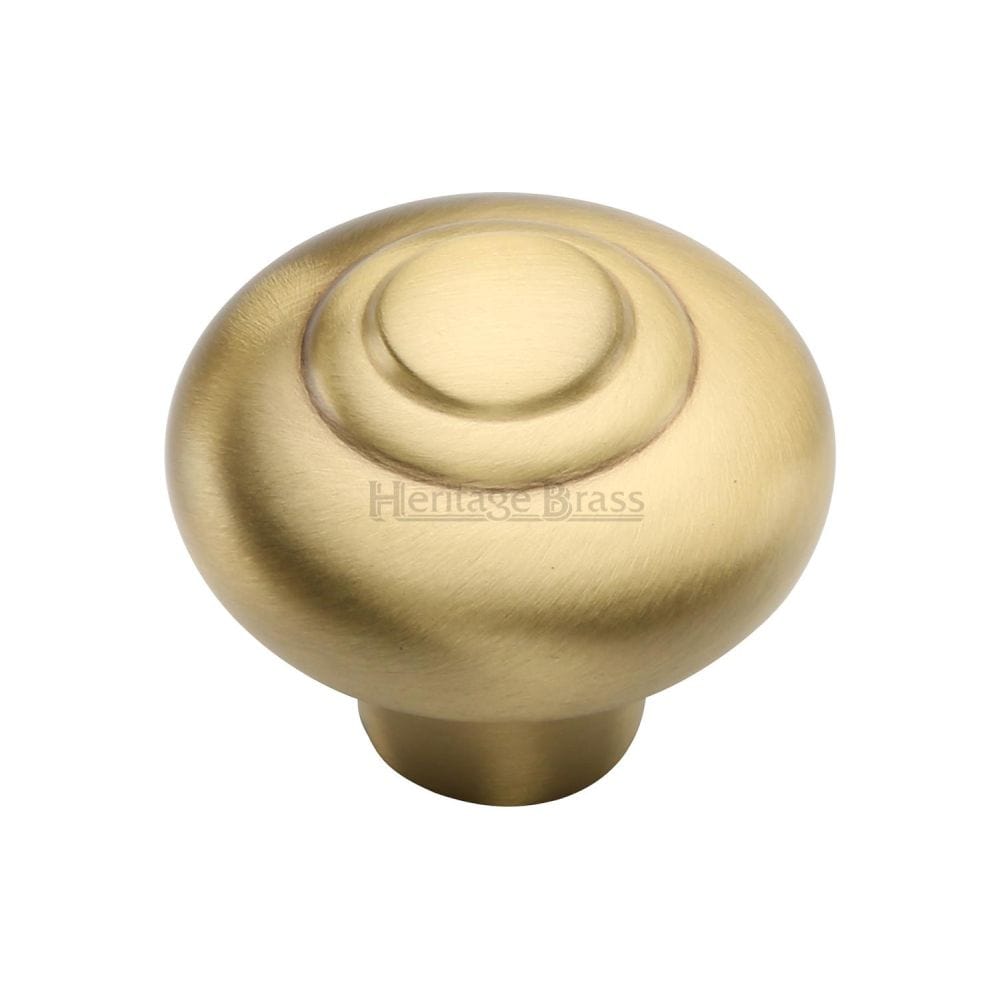 Heritage Brass Cabinet Hardware Satin Brass / Cabinet Knobs / 38mm Dia. Heritage Brass - Cabinet Knob Round Bead Design 38mm Satin Brass Finish