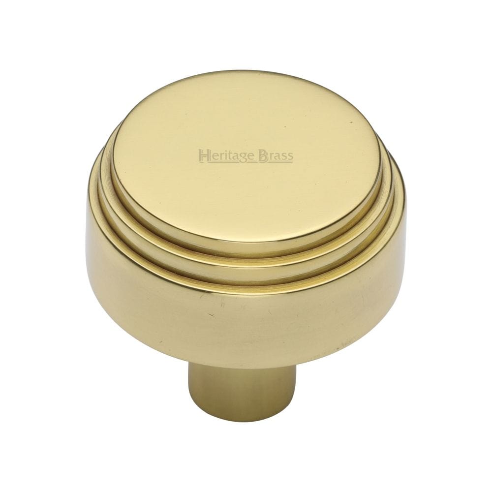 Heritage Brass Cabinet Hardware Polished Brass / Cabinet Knobs / 32mm Dia. Heritage Brass - Cabinet Knob Round Deco Design 32mm Polished Brass Finish