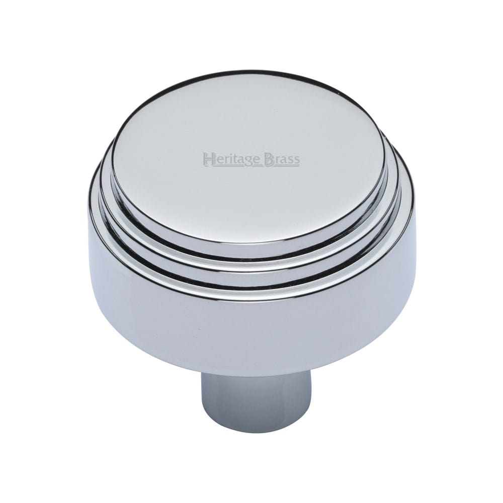 Heritage Brass Cabinet Hardware Polished Chrome / Cabinet Knobs / 32mm Dia. Heritage Brass - Cabinet Knob Round Deco Design 32mm Polished Chrome Finish