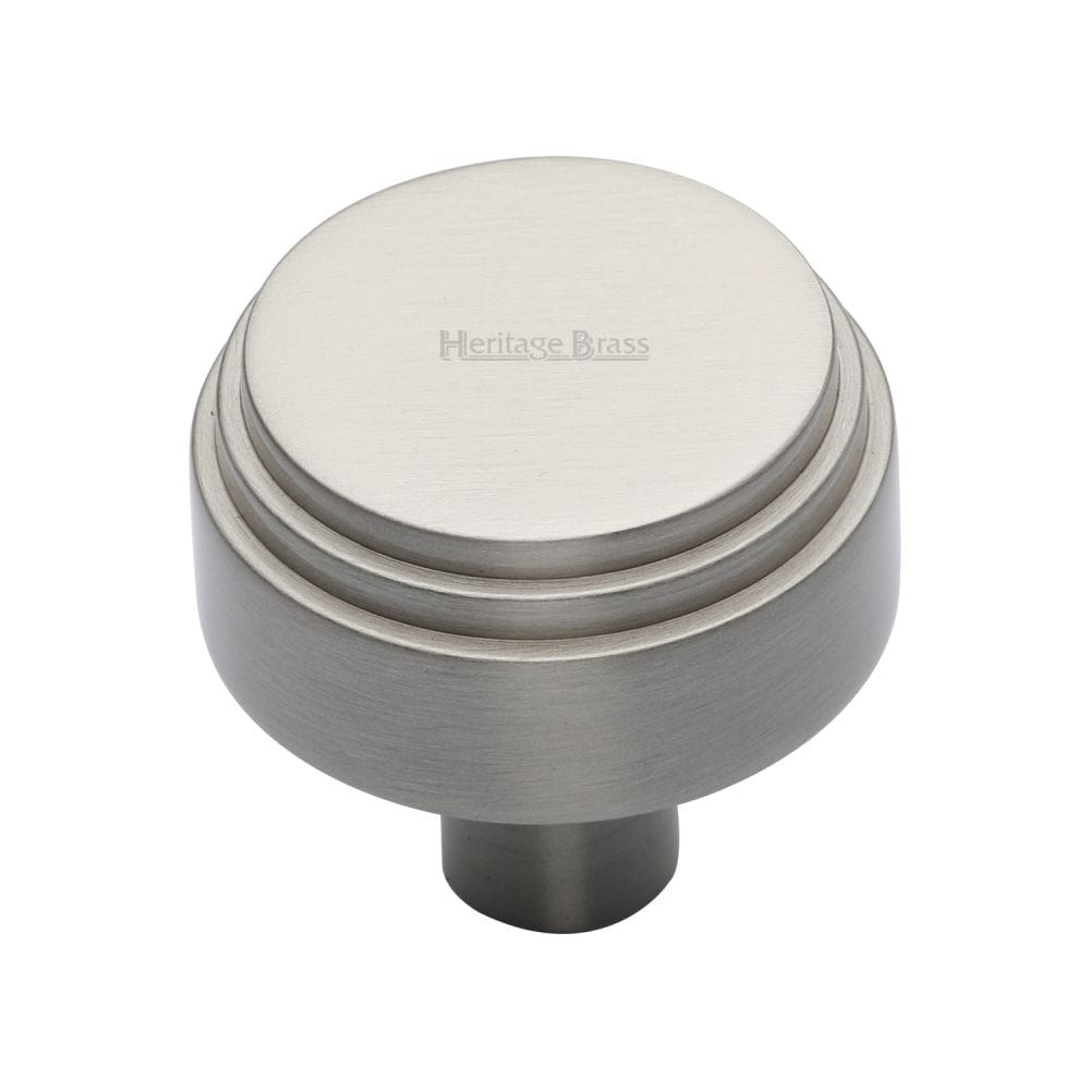 Heritage Brass Cabinet Hardware Satin Nickel / Cabinet Knobs / 38mm Dia. Heritage Brass - Cabinet Knob Round Deco Design 38mm Satin Nickel Finish