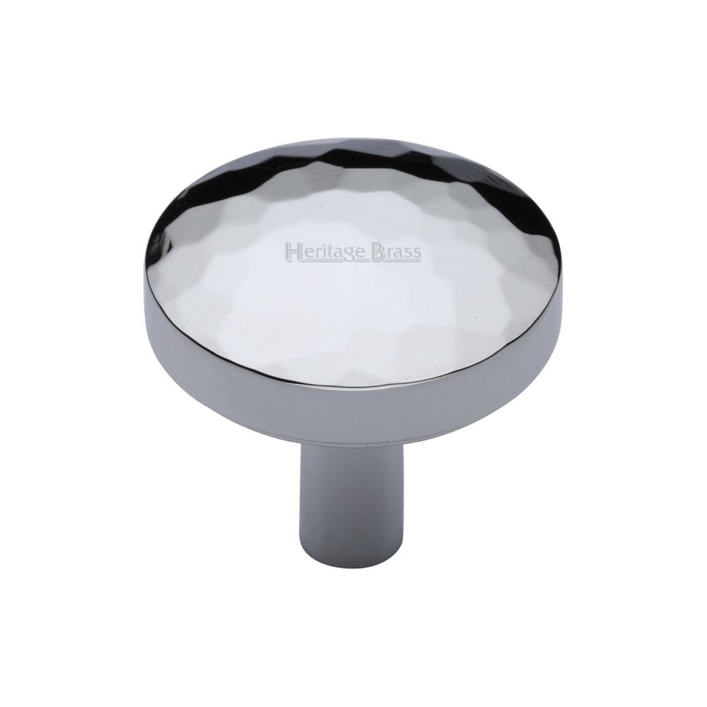 Heritage Brass Cabinet Hardware Polished Chrome / Cabinet Knobs / 32mm Dia. Heritage Brass - Cabinet Knob Round Hammered Design 32mm Polished Chrome Finish