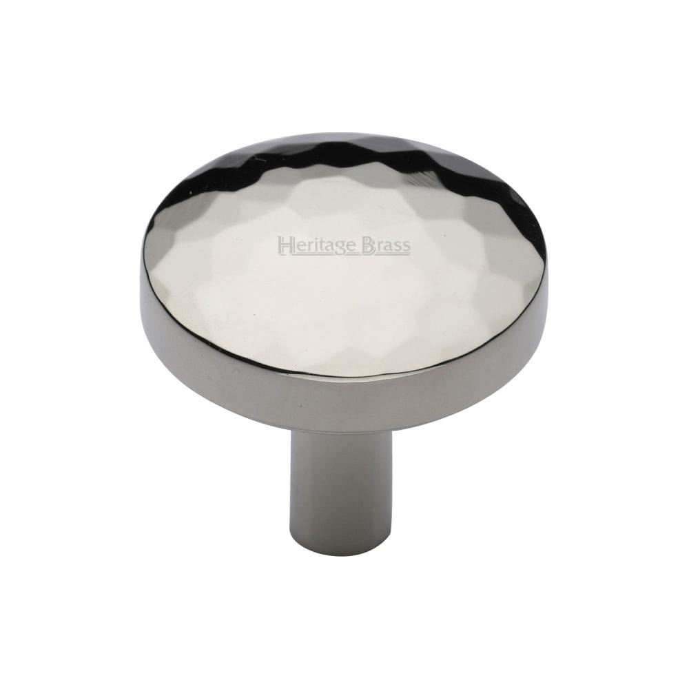 Heritage Brass Cabinet Hardware Polished Nickel / Cabinet Knobs / 32mm Dia. Heritage Brass - Cabinet Knob Round Hammered Design 32mm Polished Nickel Finish