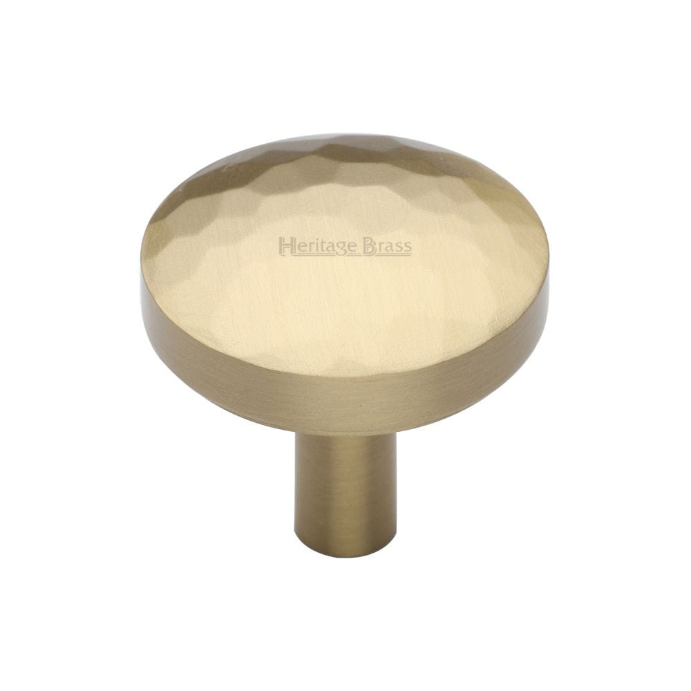 Heritage Brass Cabinet Hardware Satin Brass / Cabinet Knobs / 32mm Dia. Heritage Brass - Cabinet Knob Round Hammered Design 32mm Satin Brass Finish