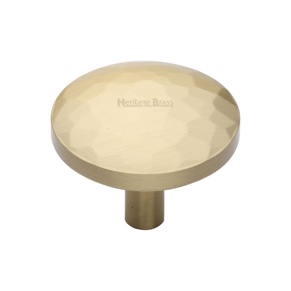 Heritage Brass Cabinet Hardware Satin Brass / Cabinet Knobs / 38mm Dia. Heritage Brass - Cabinet Knob Round Hammered Design 38mm Satin Brass Finish