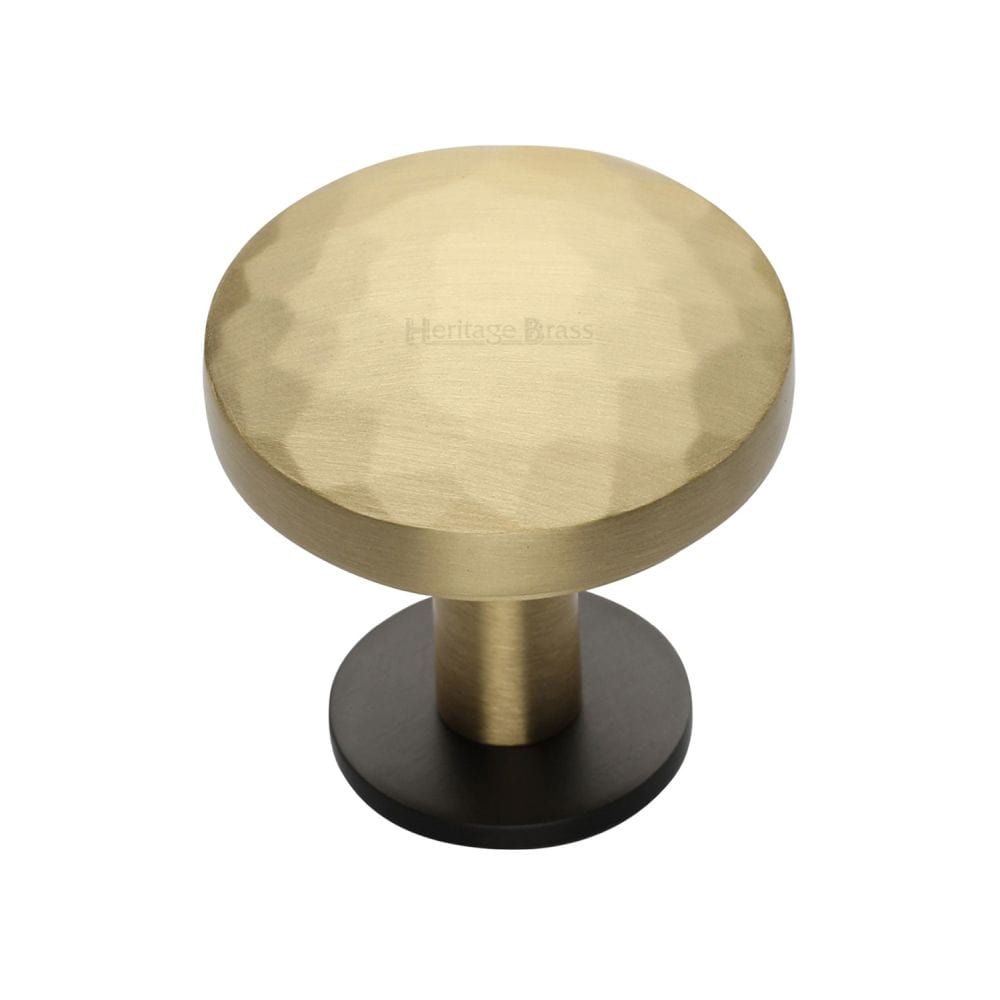 Heritage Brass Cabinet Hardware Matt Bronze/Satin Brass / Cabinet Knobs / 32mm Dia. Heritage Brass - Cabinet Knob Round Hammered Design with Rose 32mm Matt Bronze/S
