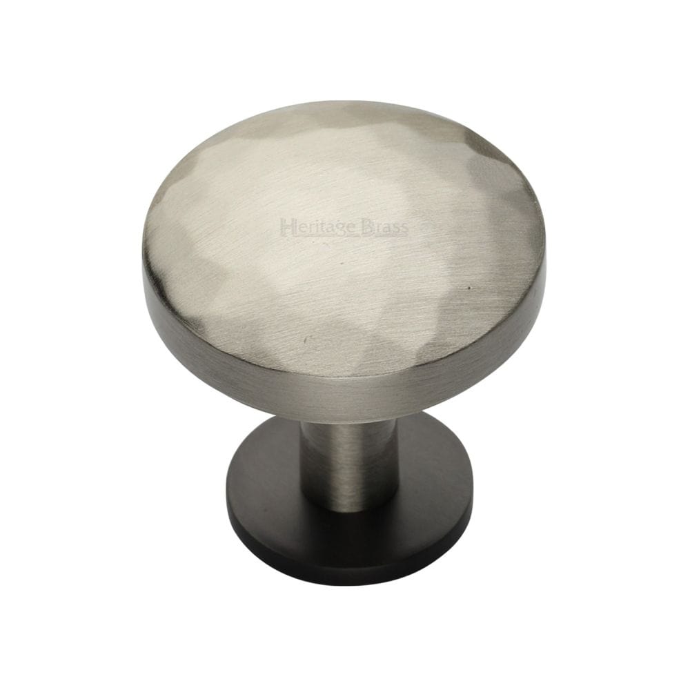 Heritage Brass Cabinet Hardware Matt Bronze/Satin Nickel / Cabinet Knobs / 32mm Dia. Heritage Brass - Cabinet Knob Round Hammered Design with Rose 32mm Matt Bronze/S