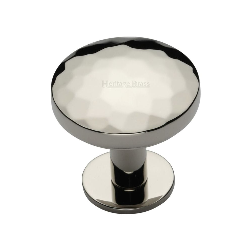 Heritage Brass Cabinet Hardware Polished Nickel / Cabinet Knobs / 32mm Dia. Heritage Brass - Cabinet Knob Round Hammered Design with Rose 32mm Polished Nickel F