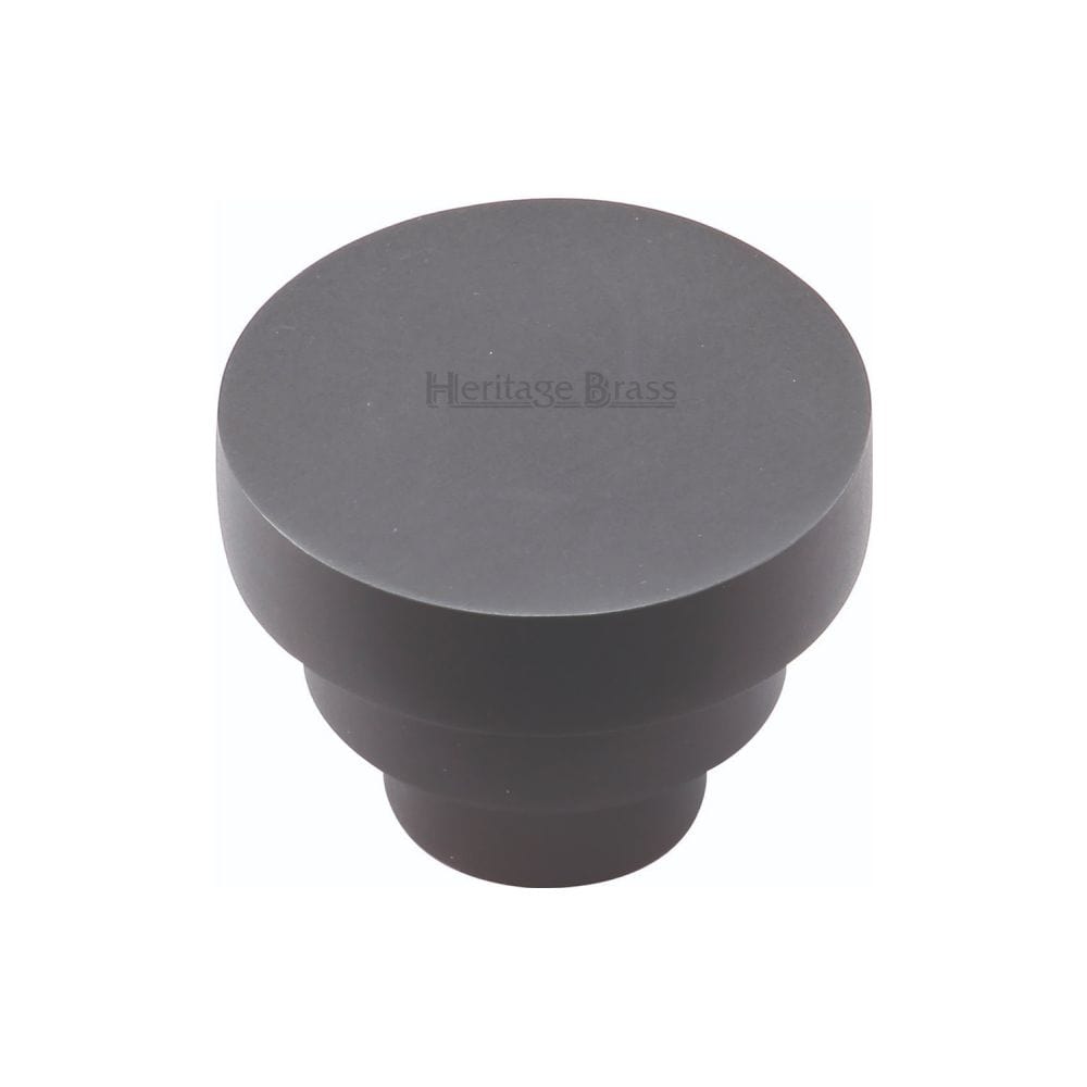 Heritage Brass Cabinet Hardware Matt Black / Cabinet Knobs / 32mm Dia. Heritage Brass - Cabinet Knob Round Stepped Design 32mm Matt Black Finish