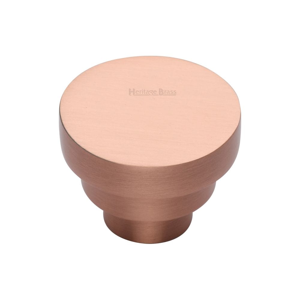 Heritage Brass Cabinet Hardware Satin Rose Gold / Cabinet Knobs / 32mm Dia. Heritage Brass - Cabinet Knob Round Stepped Design 32mm Satin Rose Gold Finish