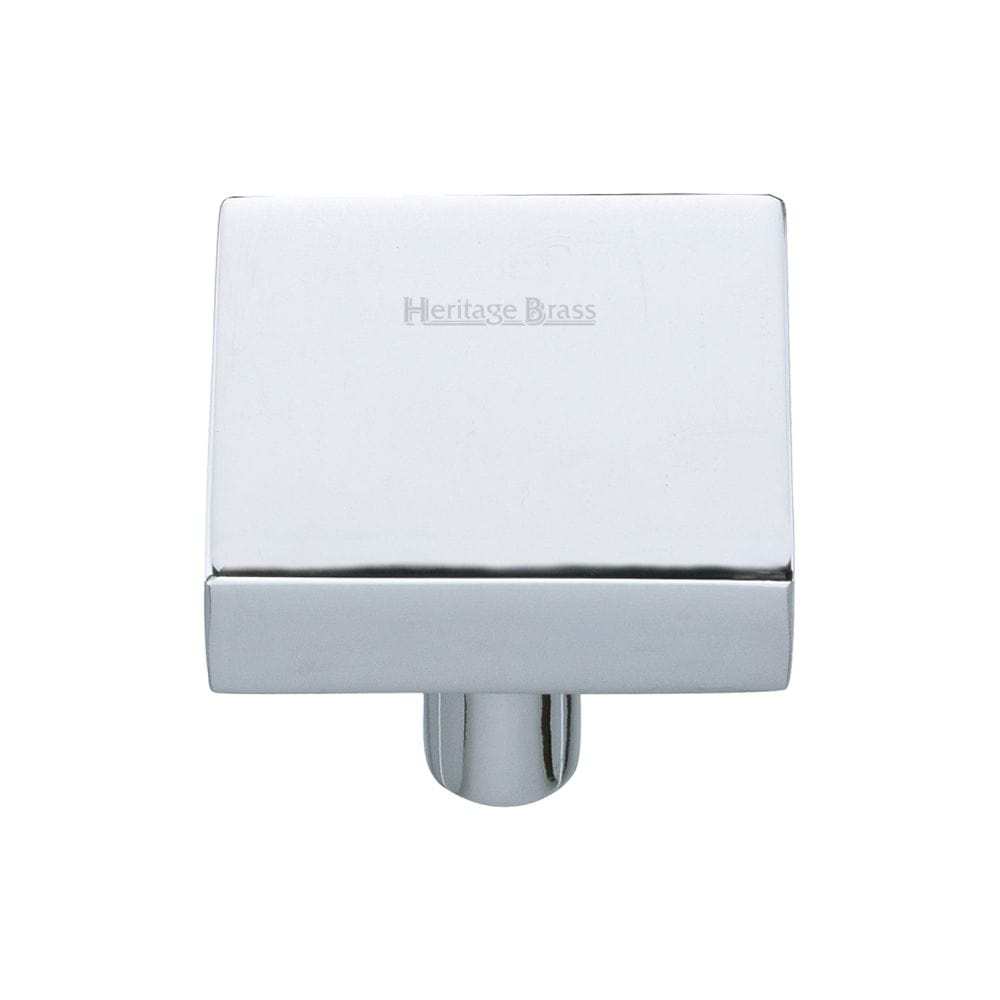 Heritage Brass Cabinet Hardware Polished Chrome / Cabinet Knobs / 32mm Dia. Heritage Brass - Cabinet Knob Square Design 32mm Polished Chrome Finish