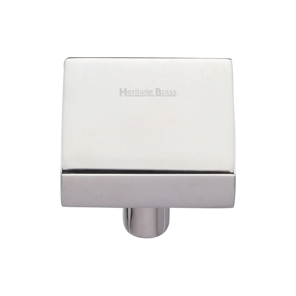 Heritage Brass Cabinet Hardware Polished Nickel / Cabinet Knobs / 32mm Dia. Heritage Brass - Cabinet Knob Square Design 32mm Polished Nickel Finish