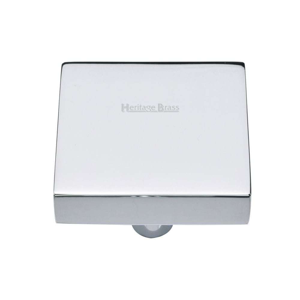 Heritage Brass Cabinet Hardware Polished Chrome / Cabinet Knobs / 38mm Dia. Heritage Brass - Cabinet Knob Square Design 38mm Polished Chrome Finish