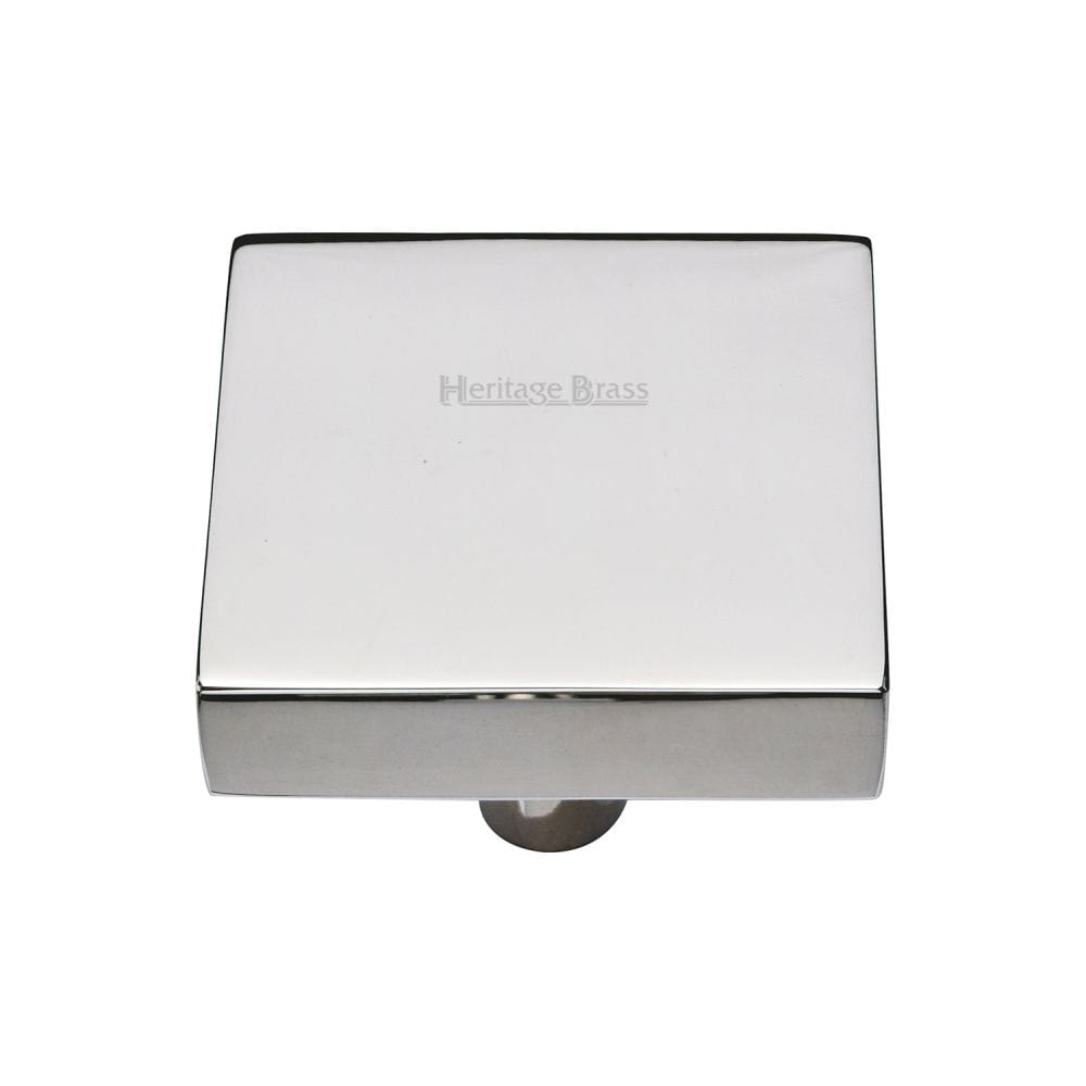 Heritage Brass Cabinet Hardware Polished Nickel / Cabinet Knobs / 38mm Dia. Heritage Brass - Cabinet Knob Square Design 38mm Polished Nickel Finish