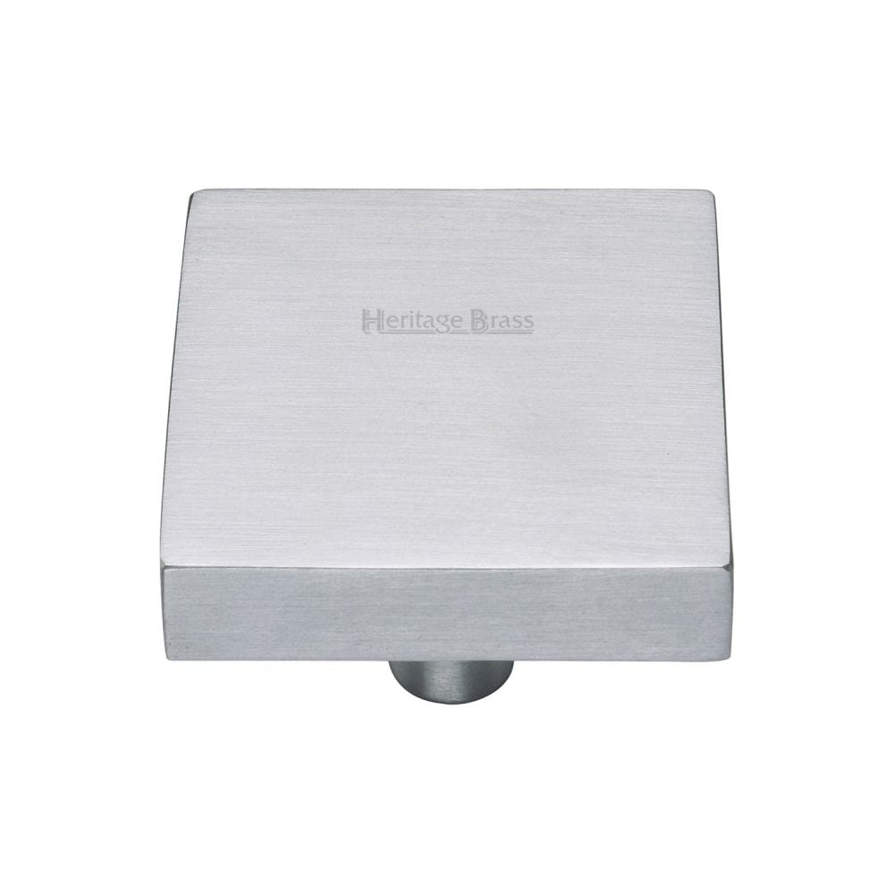 Heritage Brass Cabinet Hardware Satin Chrome / Cabinet Knobs / 38mm Dia. Heritage Brass - Cabinet Knob Square Design 38mm Satin Chrome Finish
